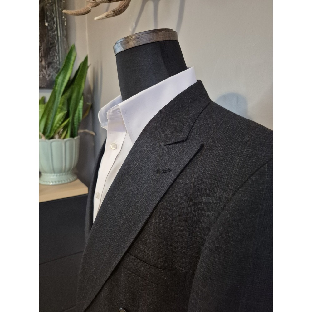 Vintage Evan Picone Mens Double Breasted Sport Coat 40R Gray Plaid Wool USA